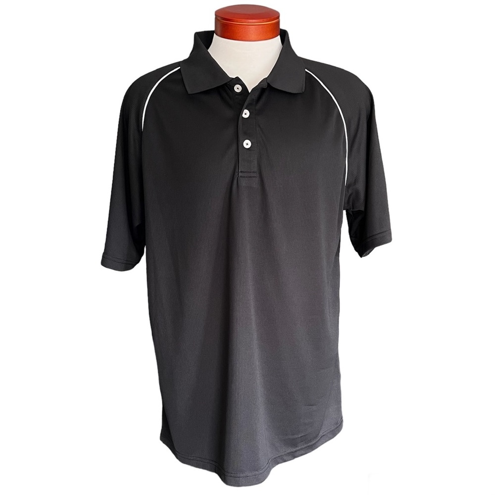 Reebok PlayDry Black 3 Button Polo Golf Shirt XL